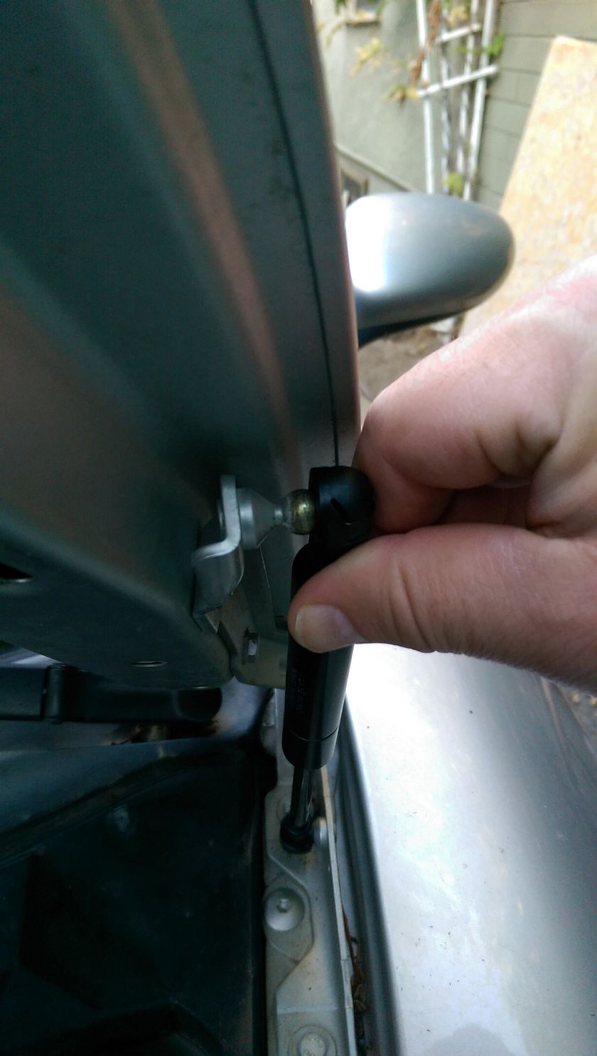 Snap on new hood support cylinder