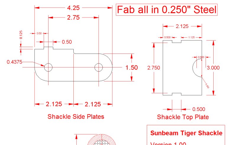 Sunbeam Tiger Racing Shackle Project